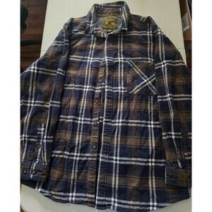 Anchorage Expedition Brand Heavy Flannel Shirt Men's XL Blue Plaid Button Down